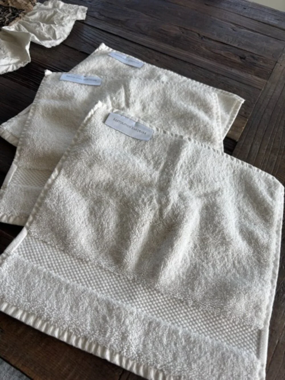 NEW (3) Restoration Hardware 100% Turkish Cotton white wash cloths - SALE!